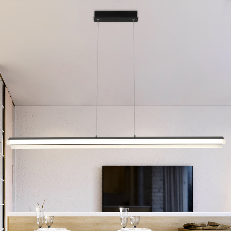 Rectangular Pendant Lighting Modern Acrylic Black/White LED Ceiling Lamp for Dining Room in Warm/White Light, 27.5"/35.5"/43" Wide Black Clearhalo 'Ceiling Lights' 'Modern Pendants' 'Modern' 'Pendant Lights' 'Pendants' Lighting' 207777