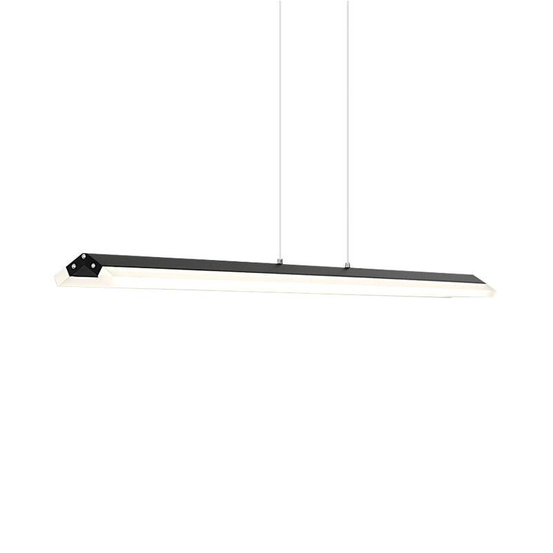 Rectangular Pendant Lighting Modern Acrylic Black/White LED Ceiling Lamp for Dining Room in Warm/White Light, 27.5"/35.5"/43" Wide Clearhalo 'Ceiling Lights' 'Modern Pendants' 'Modern' 'Pendant Lights' 'Pendants' Lighting' 207781