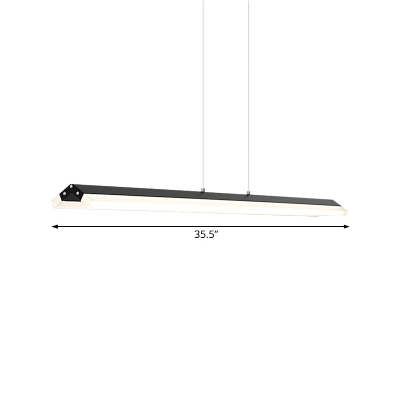 Rectangular Pendant Lighting Modern Acrylic Black/White LED Ceiling Lamp for Dining Room in Warm/White Light, 27.5"/35.5"/43" Wide Clearhalo 'Ceiling Lights' 'Modern Pendants' 'Modern' 'Pendant Lights' 'Pendants' Lighting' 207783