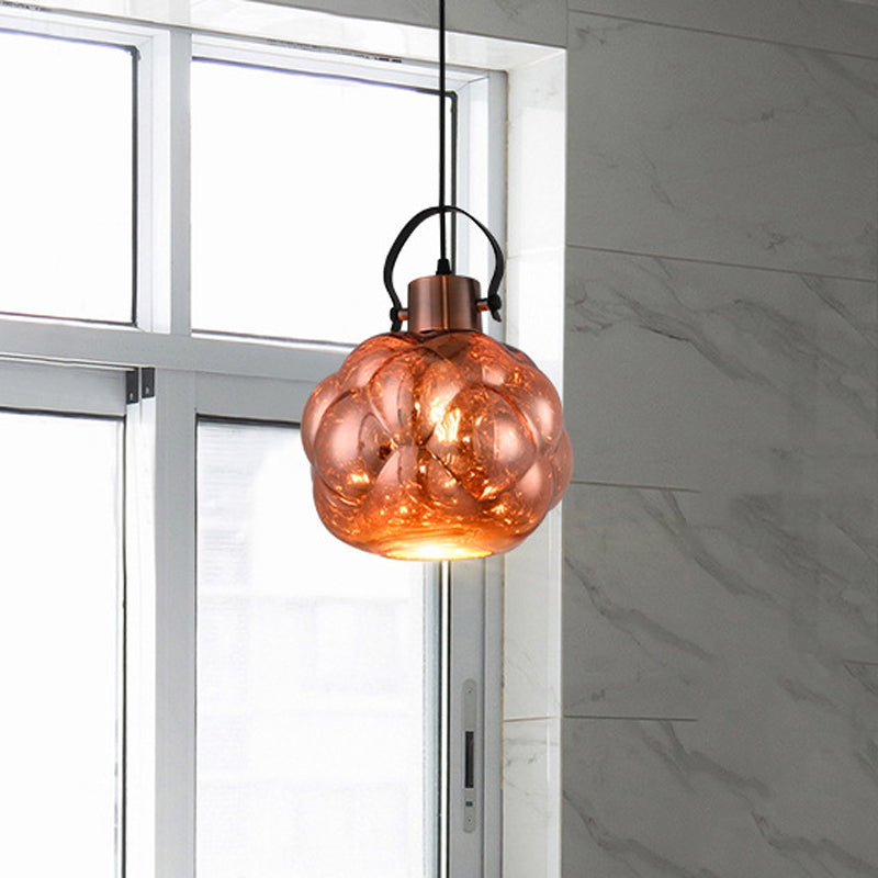 Global Pendant Light Modern Hand Blown Glass 1 Light Chrome/Gold/Rose Gold Ceiling Lamp for Dining Room Clearhalo 'Ceiling Lights' 'Glass shade' 'Glass' 'Modern Pendants' 'Modern' 'Pendant Lights' 'Pendants' Lighting' 207829