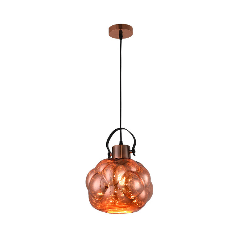 Global Pendant Light Modern Hand Blown Glass 1 Light Chrome/Gold/Rose Gold Ceiling Lamp for Dining Room Clearhalo 'Ceiling Lights' 'Glass shade' 'Glass' 'Modern Pendants' 'Modern' 'Pendant Lights' 'Pendants' Lighting' 207831