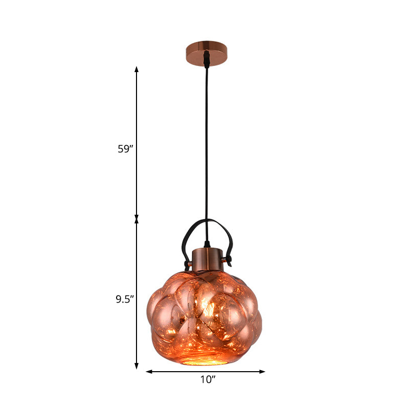 Global Pendant Light Modern Hand Blown Glass 1 Light Chrome/Gold/Rose Gold Ceiling Lamp for Dining Room Clearhalo 'Ceiling Lights' 'Glass shade' 'Glass' 'Modern Pendants' 'Modern' 'Pendant Lights' 'Pendants' Lighting' 207832