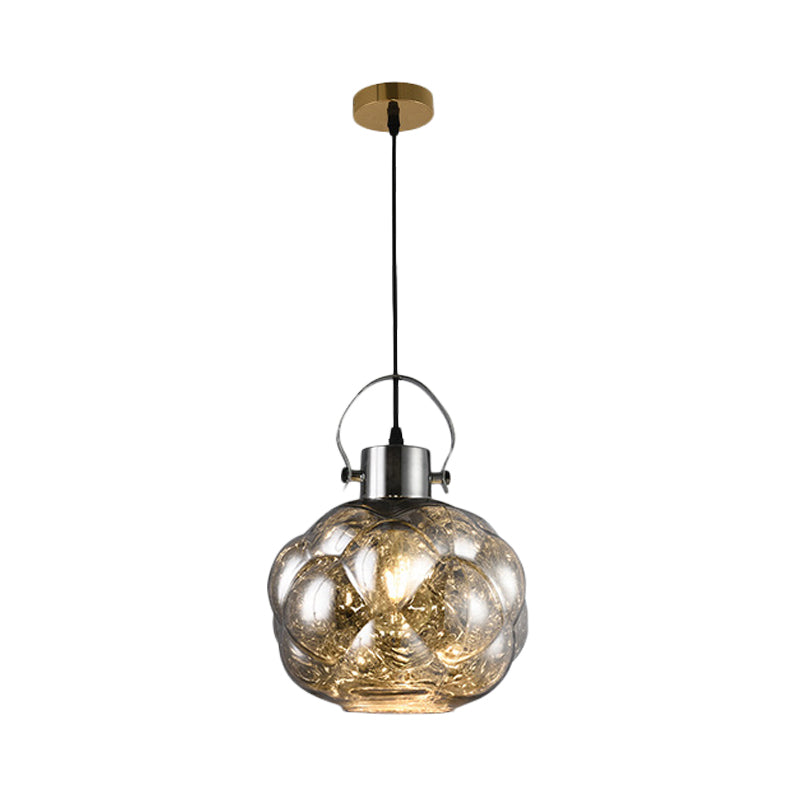 Global Pendant Light Modern Hand Blown Glass 1 Light Chrome/Gold/Rose Gold Ceiling Lamp for Dining Room Clearhalo 'Ceiling Lights' 'Glass shade' 'Glass' 'Modern Pendants' 'Modern' 'Pendant Lights' 'Pendants' Lighting' 207838