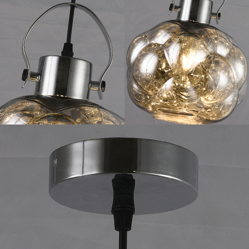 Global Pendant Light Modern Hand Blown Glass 1 Light Chrome/Gold/Rose Gold Ceiling Lamp for Dining Room Clearhalo 'Ceiling Lights' 'Glass shade' 'Glass' 'Modern Pendants' 'Modern' 'Pendant Lights' 'Pendants' Lighting' 207839