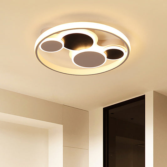 Simple Circle Flush Mount Lighting Metal LED Living Room Ceiling Light Fixture in White/Warm Light, 16.5"/19.5" Wide White 16.5" Clearhalo 'Ceiling Lights' 'Close To Ceiling Lights' 'Close to ceiling' 'Flush mount' Lighting' 207862