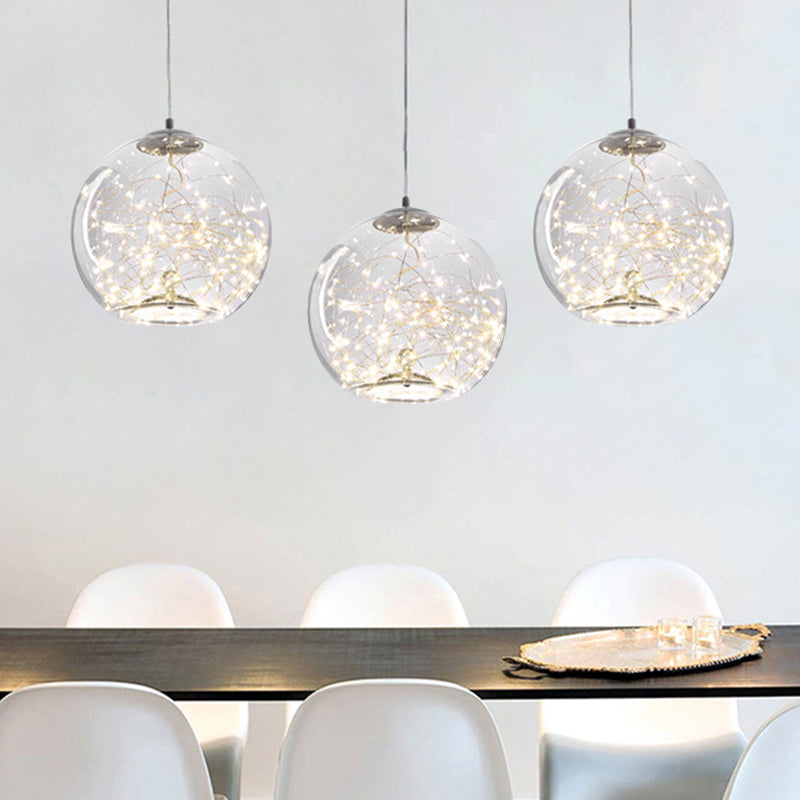 Modern LED Pendant Light with Amber/Smoke Grey Glass Globe/Cylinder/Oval Hanging Light Kit for Living Room Clearhalo 'Ceiling Lights' 'Glass shade' 'Glass' 'Modern Pendants' 'Modern' 'Pendant Lights' 'Pendants' Lighting' 207894