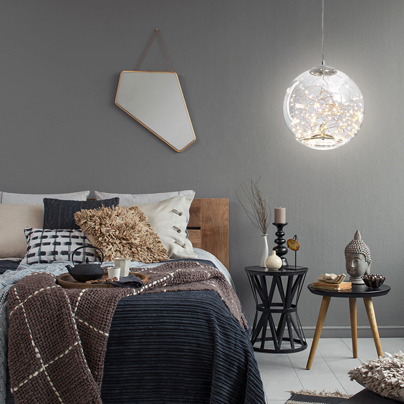 Modern LED Pendant Light with Amber/Smoke Grey Glass Globe/Cylinder/Oval Hanging Light Kit for Living Room Smoke Gray Globe Clearhalo 'Ceiling Lights' 'Glass shade' 'Glass' 'Modern Pendants' 'Modern' 'Pendant Lights' 'Pendants' Lighting' 207895