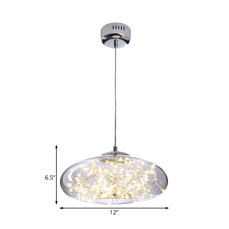 Modern LED Pendant Light with Amber/Smoke Grey Glass Globe/Cylinder/Oval Hanging Light Kit for Living Room Clearhalo 'Ceiling Lights' 'Glass shade' 'Glass' 'Modern Pendants' 'Modern' 'Pendant Lights' 'Pendants' Lighting' 207901