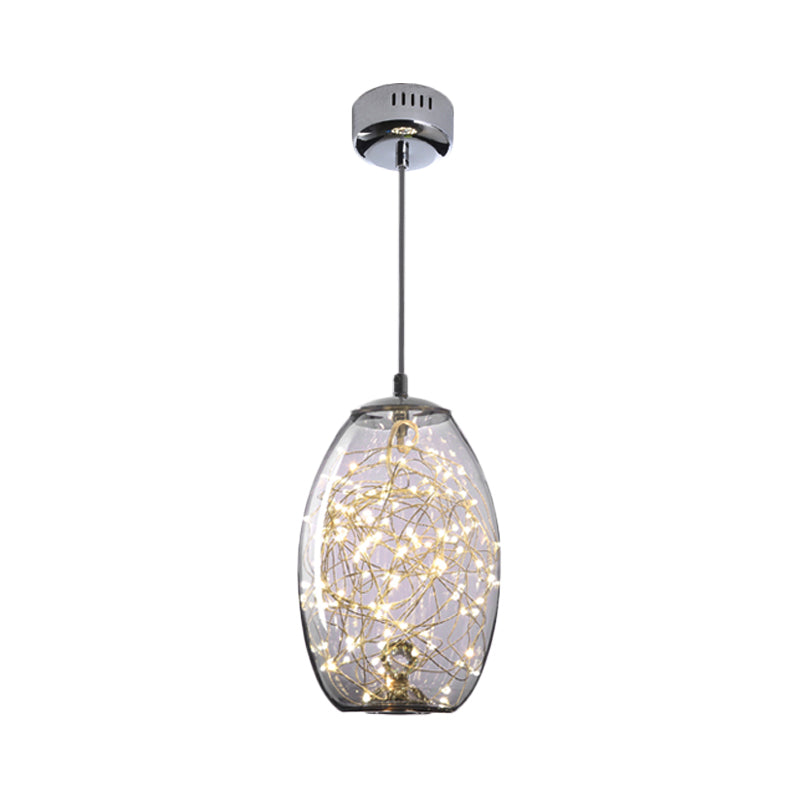 Modern LED Pendant Light with Amber/Smoke Grey Glass Globe/Cylinder/Oval Hanging Light Kit for Living Room Clearhalo 'Ceiling Lights' 'Glass shade' 'Glass' 'Modern Pendants' 'Modern' 'Pendant Lights' 'Pendants' Lighting' 207908