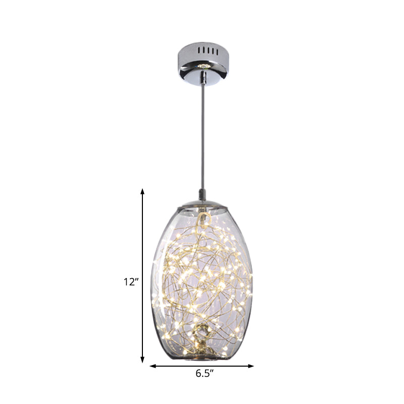 Modern LED Pendant Light with Amber/Smoke Grey Glass Globe/Cylinder/Oval Hanging Light Kit for Living Room Clearhalo 'Ceiling Lights' 'Glass shade' 'Glass' 'Modern Pendants' 'Modern' 'Pendant Lights' 'Pendants' Lighting' 207909