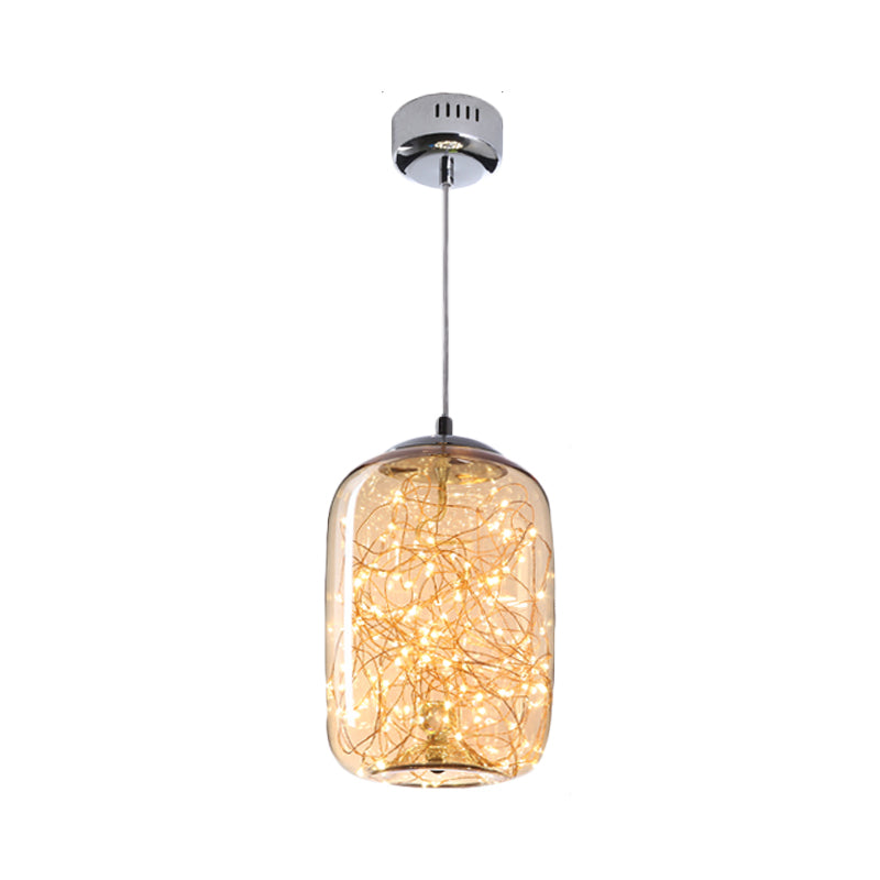 Modern LED Pendant Light with Amber/Smoke Grey Glass Globe/Cylinder/Oval Hanging Light Kit for Living Room Clearhalo 'Ceiling Lights' 'Glass shade' 'Glass' 'Modern Pendants' 'Modern' 'Pendant Lights' 'Pendants' Lighting' 207912