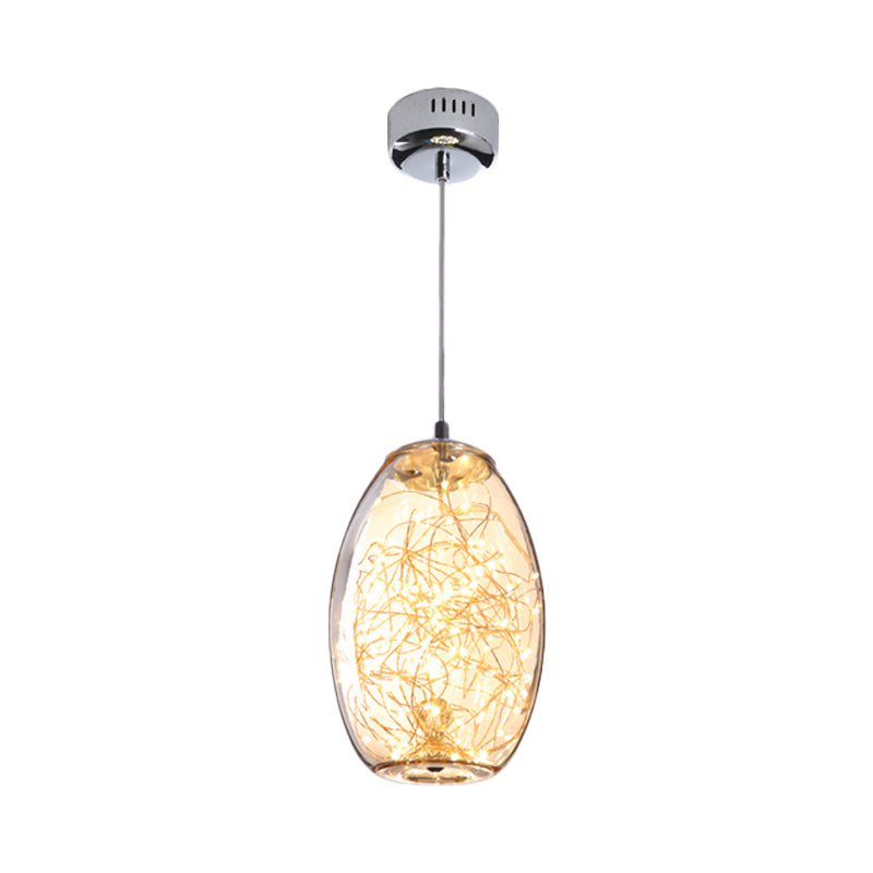 Modern LED Pendant Light with Amber/Smoke Grey Glass Globe/Cylinder/Oval Hanging Light Kit for Living Room Clearhalo 'Ceiling Lights' 'Glass shade' 'Glass' 'Modern Pendants' 'Modern' 'Pendant Lights' 'Pendants' Lighting' 207915