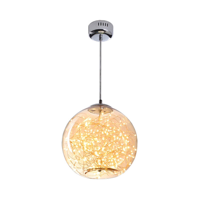 Modern LED Pendant Light with Amber/Smoke Grey Glass Globe/Cylinder/Oval Hanging Light Kit for Living Room Clearhalo 'Ceiling Lights' 'Glass shade' 'Glass' 'Modern Pendants' 'Modern' 'Pendant Lights' 'Pendants' Lighting' 207918