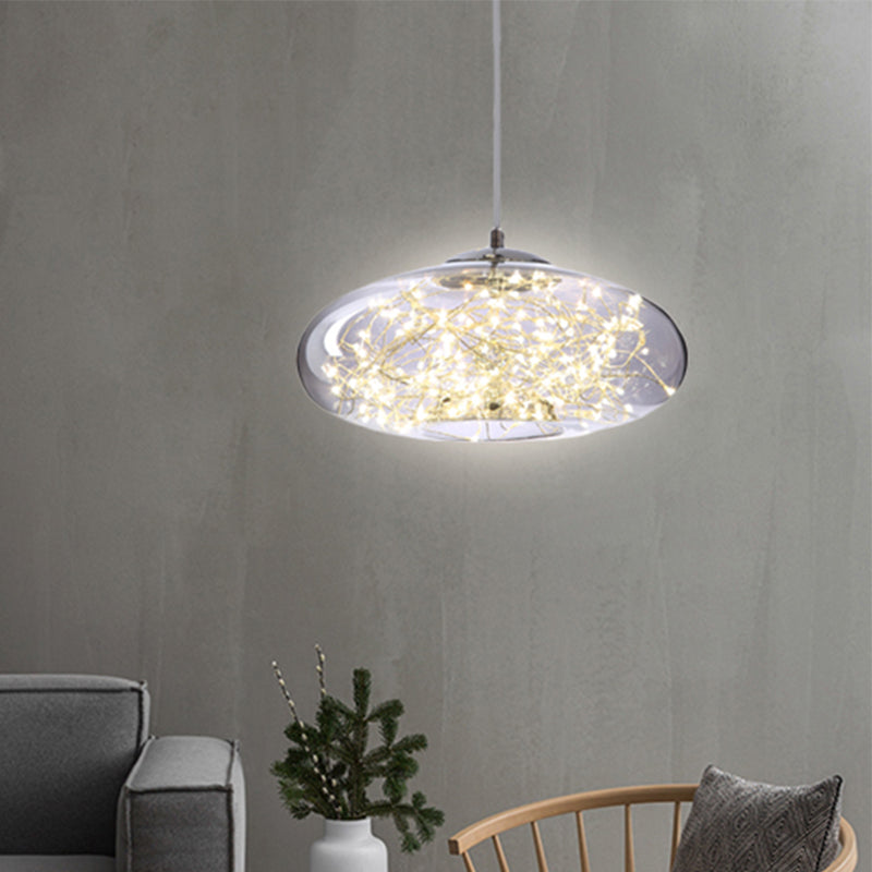 Modern LED Pendant Light with Amber/Smoke Grey Glass Globe/Cylinder/Oval Hanging Light Kit for Living Room Clearhalo 'Ceiling Lights' 'Glass shade' 'Glass' 'Modern Pendants' 'Modern' 'Pendant Lights' 'Pendants' Lighting' 207922