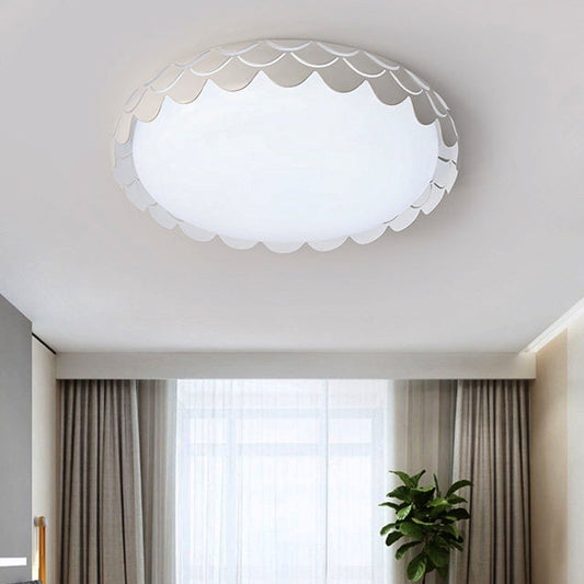 Modern Circle Flush Mount Light with Fish Scale Metal White LED Ceiling Lamp for Dining Room White Clearhalo 'Ceiling Lights' 'Close To Ceiling Lights' 'Close to ceiling' 'Flush mount' Lighting' 207926