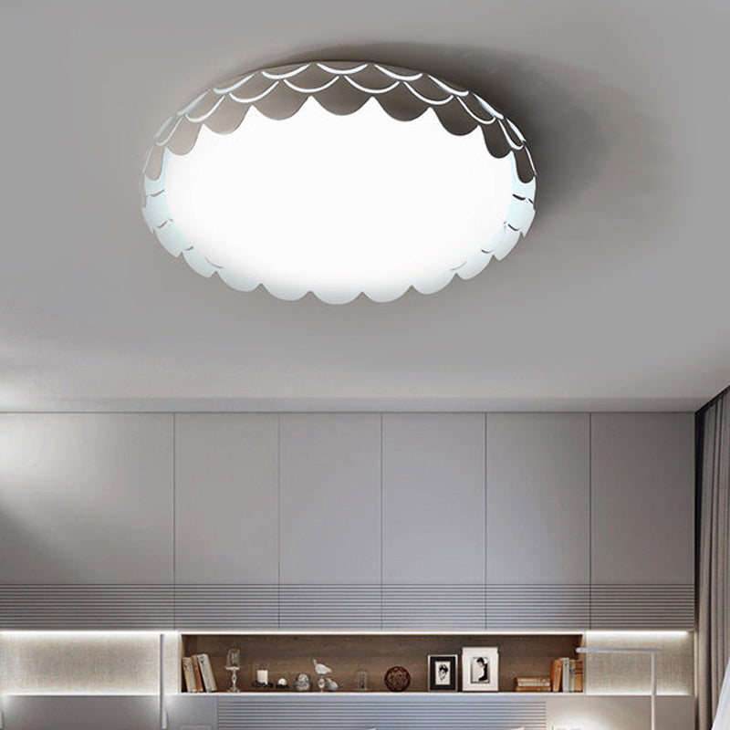 Modern Circle Flush Mount Light with Fish Scale Metal White LED Ceiling Lamp for Dining Room Clearhalo 'Ceiling Lights' 'Close To Ceiling Lights' 'Close to ceiling' 'Flush mount' Lighting' 207927