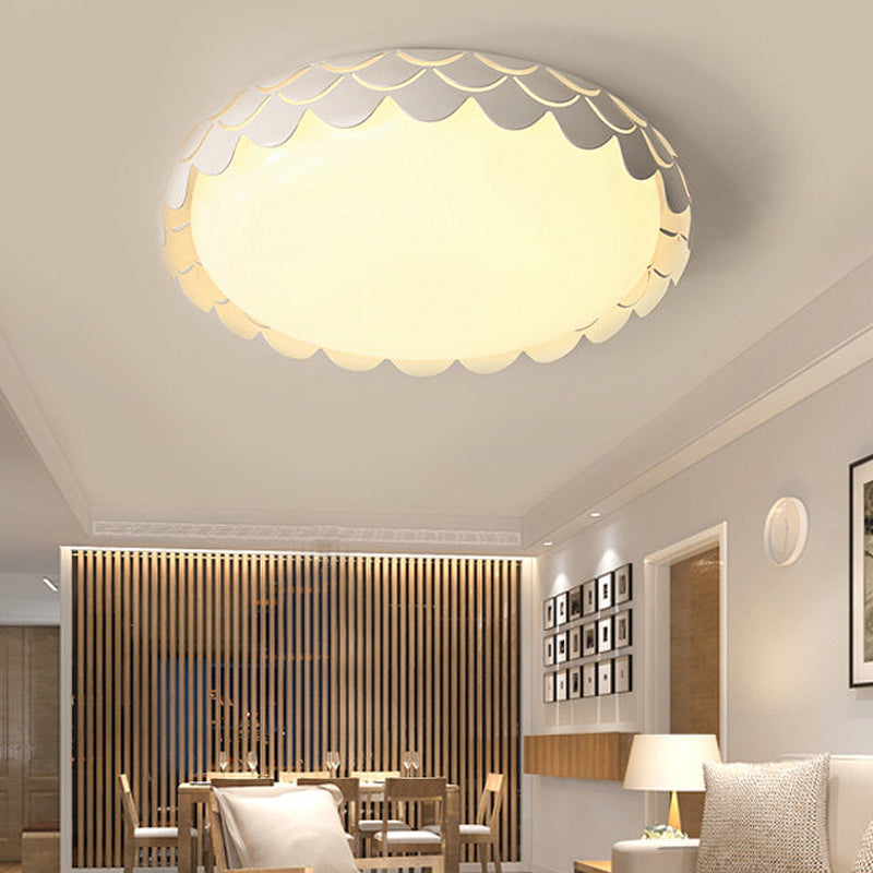 Modern Circle Flush Mount Light with Fish Scale Metal White LED Ceiling Lamp for Dining Room Clearhalo 'Ceiling Lights' 'Close To Ceiling Lights' 'Close to ceiling' 'Flush mount' Lighting' 207928