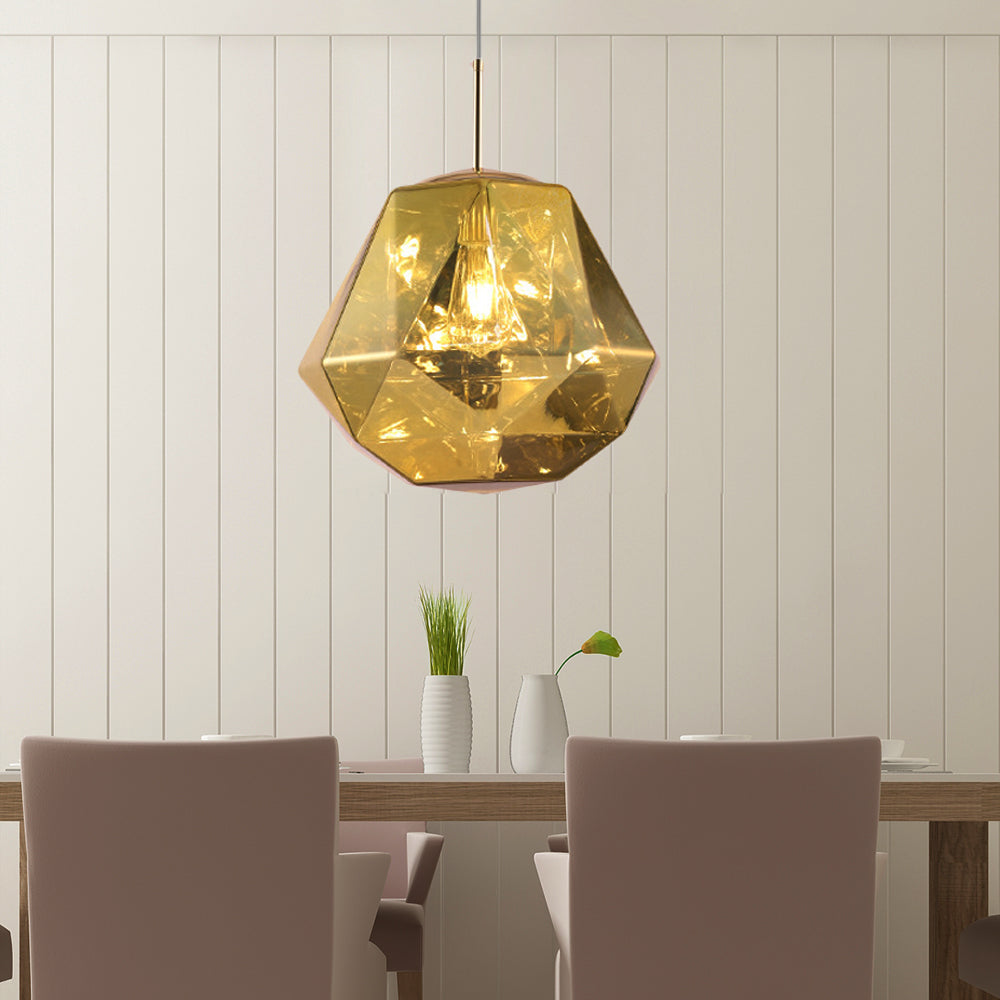 Modern 1 Light Pendant Lamp with Acrylic Shade Black/Silver/Blue Diamond Hanging Ceiling Light Gold Clearhalo 'Ceiling Lights' 'Modern Pendants' 'Modern' 'Pendant Lights' 'Pendants' Lighting' 207955