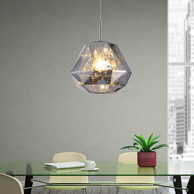 Modern 1 Light Pendant Lamp with Acrylic Shade Black/Silver/Blue Diamond Hanging Ceiling Light Clearhalo 'Ceiling Lights' 'Modern Pendants' 'Modern' 'Pendant Lights' 'Pendants' Lighting' 207965