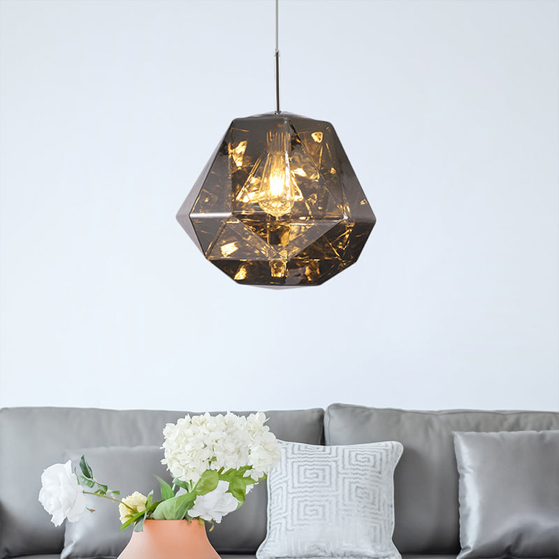 Modern 1 Light Pendant Lamp with Acrylic Shade Black/Silver/Blue Diamond Hanging Ceiling Light Black Clearhalo 'Ceiling Lights' 'Modern Pendants' 'Modern' 'Pendant Lights' 'Pendants' Lighting' 207971