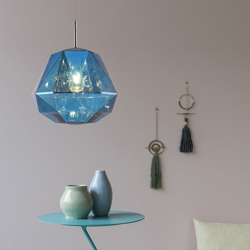 Modern 1 Light Pendant Lamp with Acrylic Shade Black/Silver/Blue Diamond Hanging Ceiling Light Clearhalo 'Ceiling Lights' 'Modern Pendants' 'Modern' 'Pendant Lights' 'Pendants' Lighting' 207972