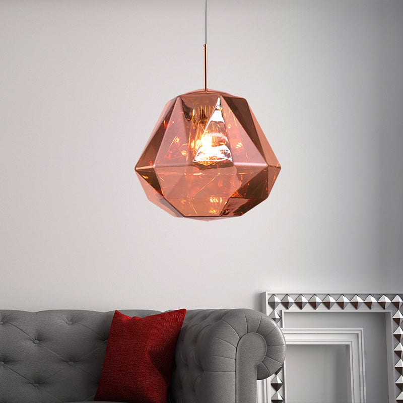 Modern 1 Light Pendant Lamp with Acrylic Shade Black/Silver/Blue Diamond Hanging Ceiling Light Rose Gold Clearhalo 'Ceiling Lights' 'Modern Pendants' 'Modern' 'Pendant Lights' 'Pendants' Lighting' 207973