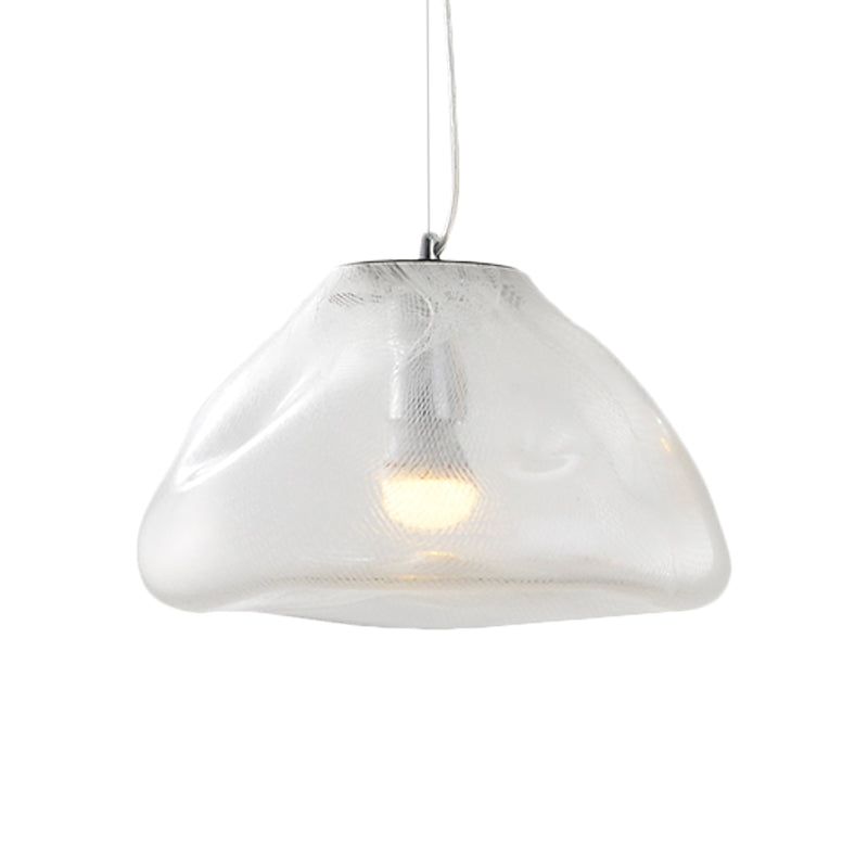 Irregular Melt Glass Pendant Light Modern 1 Light Silver/Red/Blue Hanging Ceiling Light for Living Room, 8"/12" Wide Clearhalo 'Ceiling Lights' 'Glass shade' 'Glass' 'Modern Pendants' 'Modern' 'Pendant Lights' 'Pendants' Lighting' 208064