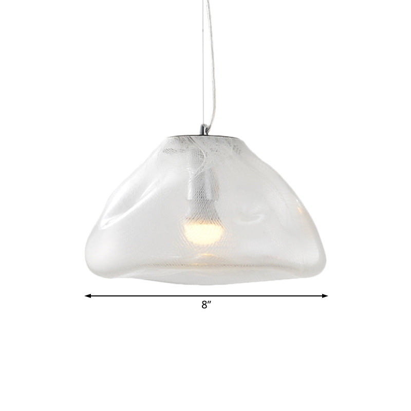 Irregular Melt Glass Pendant Light Modern 1 Light Silver/Red/Blue Hanging Ceiling Light for Living Room, 8"/12" Wide Clearhalo 'Ceiling Lights' 'Glass shade' 'Glass' 'Modern Pendants' 'Modern' 'Pendant Lights' 'Pendants' Lighting' 208065