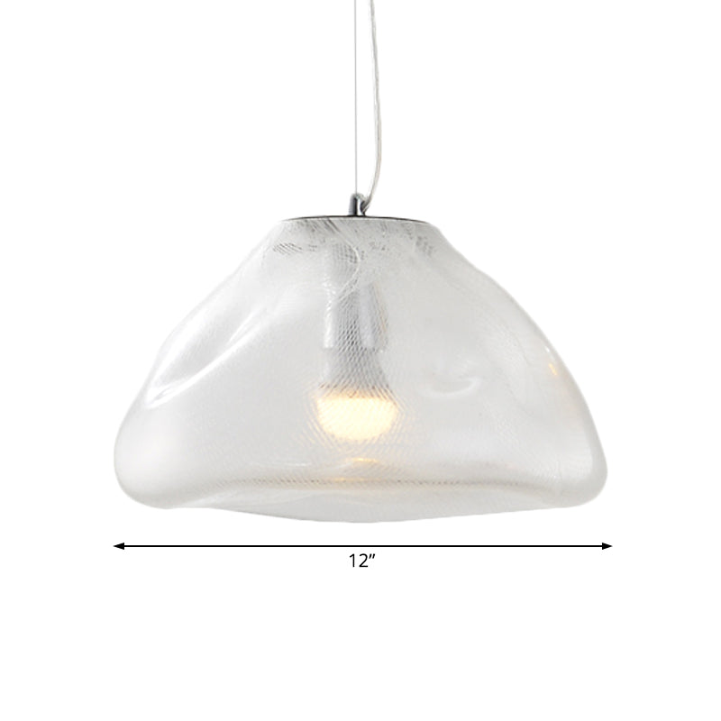 Irregular Melt Glass Pendant Light Modern 1 Light Silver/Red/Blue Hanging Ceiling Light for Living Room, 8"/12" Wide Clearhalo 'Ceiling Lights' 'Glass shade' 'Glass' 'Modern Pendants' 'Modern' 'Pendant Lights' 'Pendants' Lighting' 208066