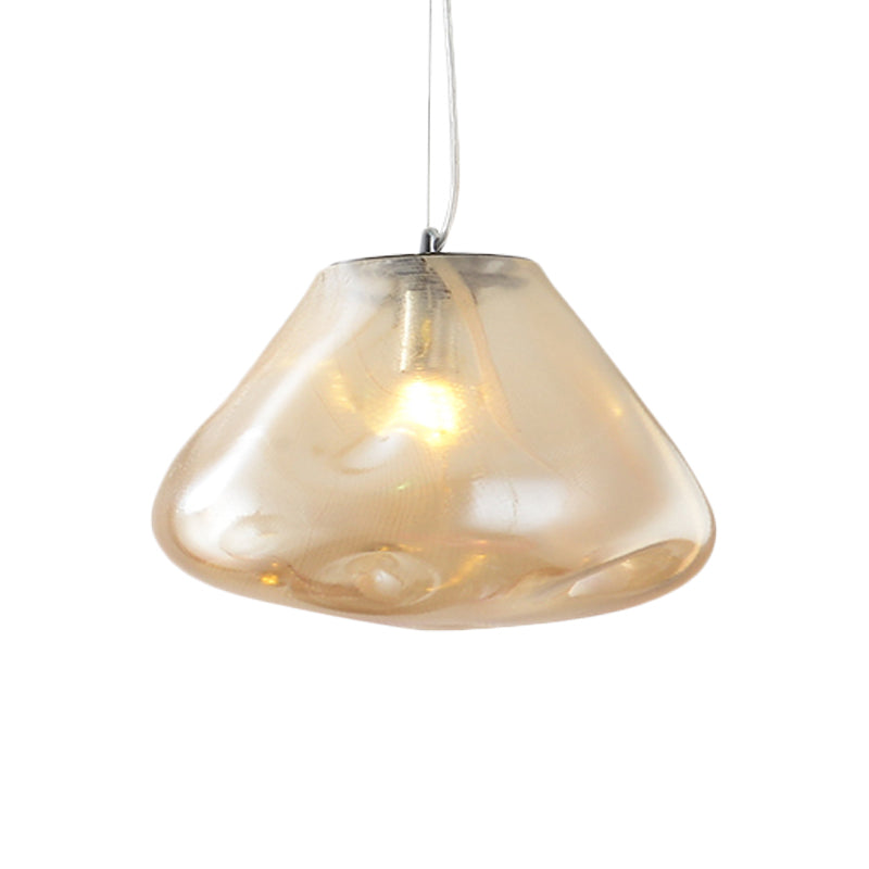 Irregular Melt Glass Pendant Light Modern 1 Light Silver/Red/Blue Hanging Ceiling Light for Living Room, 8"/12" Wide Clearhalo 'Ceiling Lights' 'Glass shade' 'Glass' 'Modern Pendants' 'Modern' 'Pendant Lights' 'Pendants' Lighting' 208069