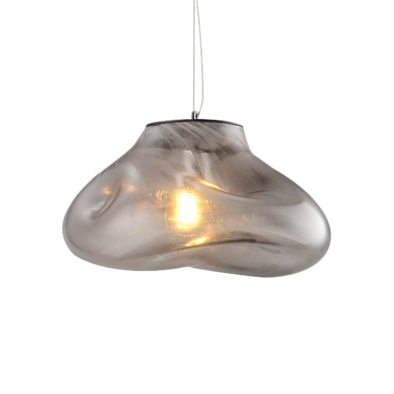 Irregular Melt Glass Pendant Light Modern 1 Light Silver/Red/Blue Hanging Ceiling Light for Living Room, 8"/12" Wide Clearhalo 'Ceiling Lights' 'Glass shade' 'Glass' 'Modern Pendants' 'Modern' 'Pendant Lights' 'Pendants' Lighting' 208075