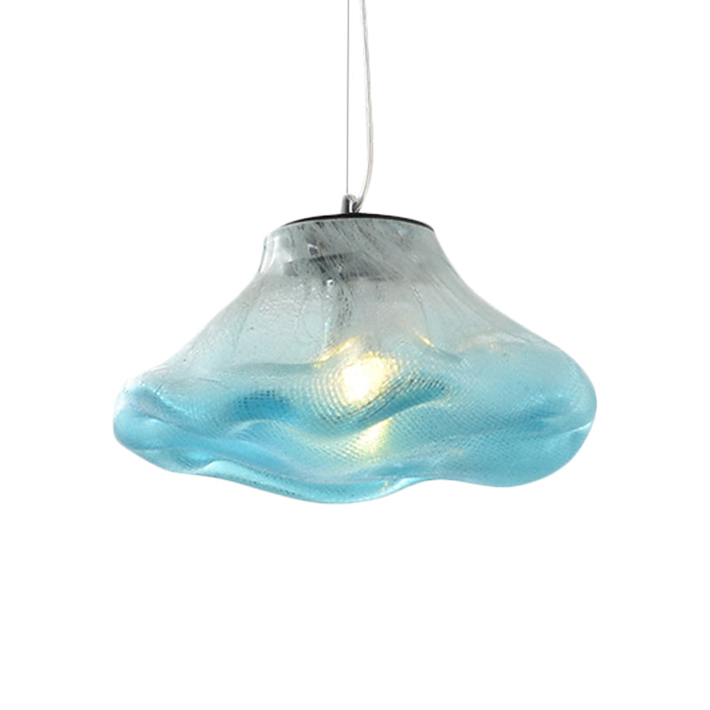 Irregular Melt Glass Pendant Light Modern 1 Light Silver/Red/Blue Hanging Ceiling Light for Living Room, 8"/12" Wide Clearhalo 'Ceiling Lights' 'Glass shade' 'Glass' 'Modern Pendants' 'Modern' 'Pendant Lights' 'Pendants' Lighting' 208078