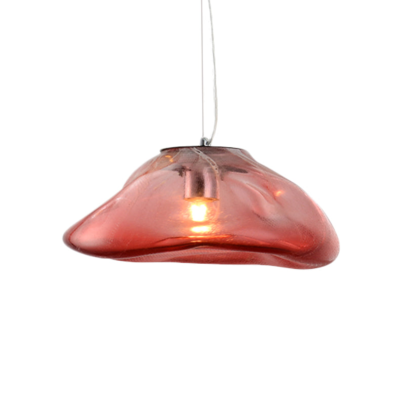 Irregular Melt Glass Pendant Light Modern 1 Light Silver/Red/Blue Hanging Ceiling Light for Living Room, 8"/12" Wide Clearhalo 'Ceiling Lights' 'Glass shade' 'Glass' 'Modern Pendants' 'Modern' 'Pendant Lights' 'Pendants' Lighting' 208081