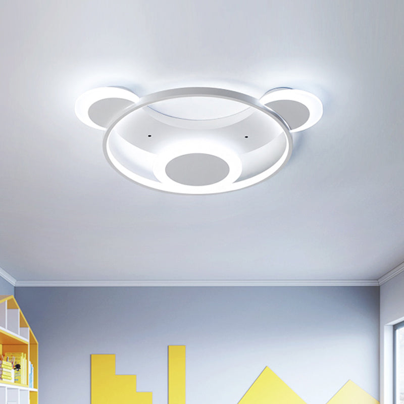 Bear Face Kindergarten Ceiling Mount Light Acrylic Animal Ceiling Lamp in White White White Clearhalo 'Ceiling Lights' 'Close To Ceiling Lights' 'Close to ceiling' 'Flush mount' Lighting' 208089