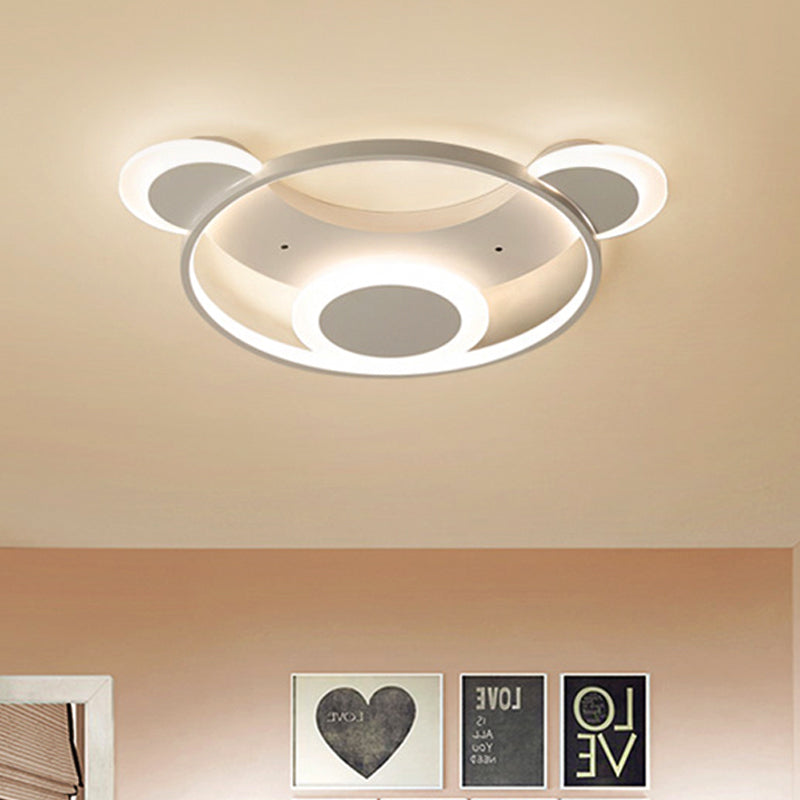 Bear Face Kindergarten Ceiling Mount Light Acrylic Animal Ceiling Lamp in White Clearhalo 'Ceiling Lights' 'Close To Ceiling Lights' 'Close to ceiling' 'Flush mount' Lighting' 208090