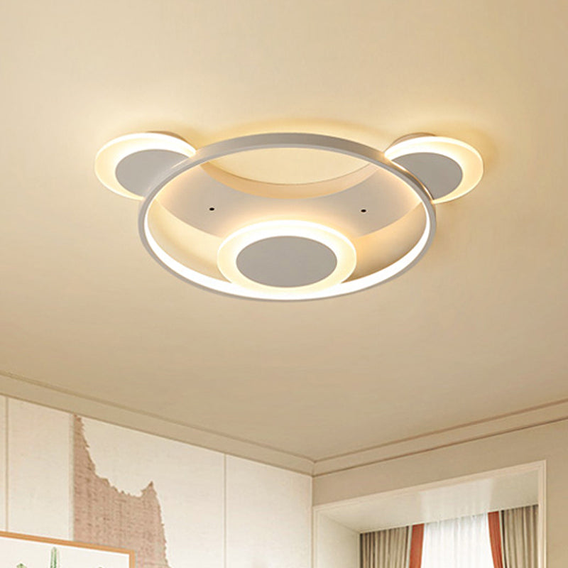 Bear Face Kindergarten Ceiling Mount Light Acrylic Animal Ceiling Lamp in White Clearhalo 'Ceiling Lights' 'Close To Ceiling Lights' 'Close to ceiling' 'Flush mount' Lighting' 208092