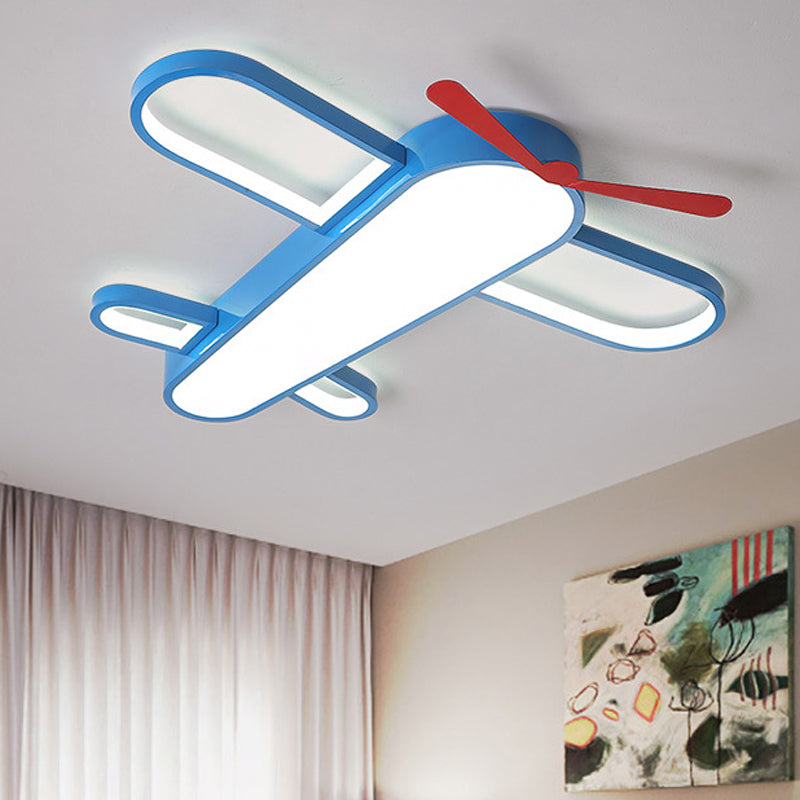 Cute Propeller Airplane Ceiling Light Acrylic Blue Finish LED Flush Mount Light for Baby Room Clearhalo 'Ceiling Lights' 'Close To Ceiling Lights' 'Close to ceiling' 'Flush mount' Lighting' 208144