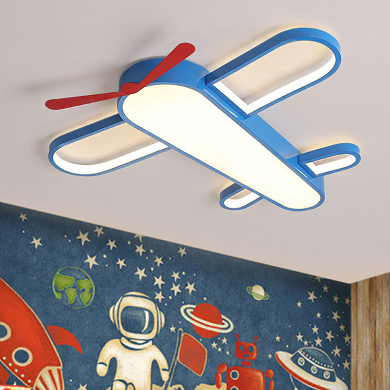 Cute Propeller Airplane Ceiling Light Acrylic Blue Finish LED Flush Mount Light for Baby Room Clearhalo 'Ceiling Lights' 'Close To Ceiling Lights' 'Close to ceiling' 'Flush mount' Lighting' 208145