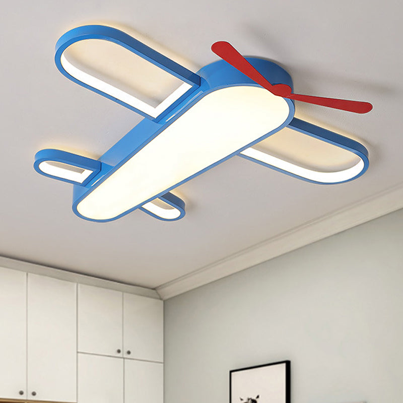 Cute Propeller Airplane Ceiling Light Acrylic Blue Finish LED Flush Mount Light for Baby Room Clearhalo 'Ceiling Lights' 'Close To Ceiling Lights' 'Close to ceiling' 'Flush mount' Lighting' 208146