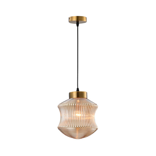 Lantern Pendant Light Contemporary Amber/Smoke Gray Prismatic Glass 1 Light Gold Hanging Ceiling Light Clearhalo 'Ceiling Lights' 'Glass shade' 'Glass' 'Modern Pendants' 'Modern' 'Pendant Lights' 'Pendants' Lighting' 208152