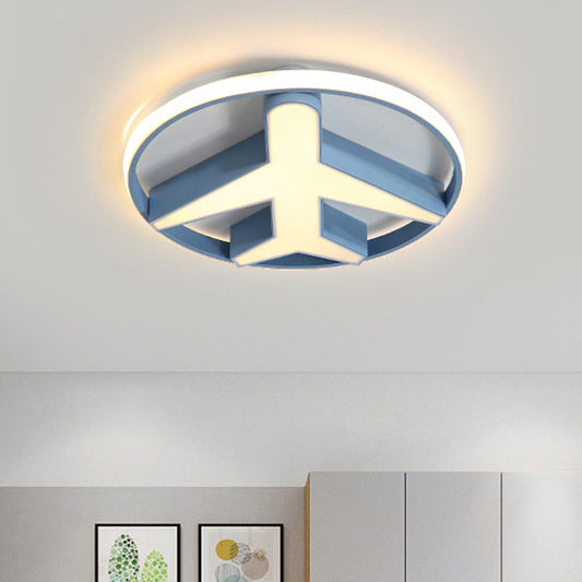 Lovely Airplane Flush Mount Light Acrylic Blue LED Ceiling Light for Boys Bedroom Blue Clearhalo 'Ceiling Lights' 'Close To Ceiling Lights' 'Close to ceiling' 'Flush mount' Lighting' 208173