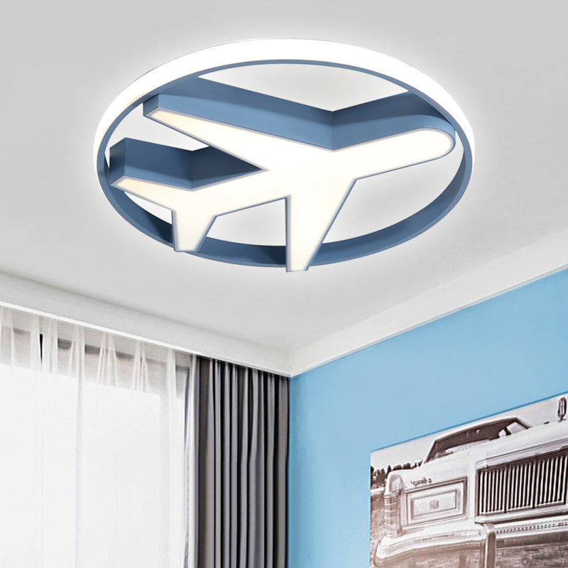 Lovely Airplane Flush Mount Light Acrylic Blue LED Ceiling Light for Boys Bedroom Blue White Clearhalo 'Ceiling Lights' 'Close To Ceiling Lights' 'Close to ceiling' 'Flush mount' Lighting' 208174