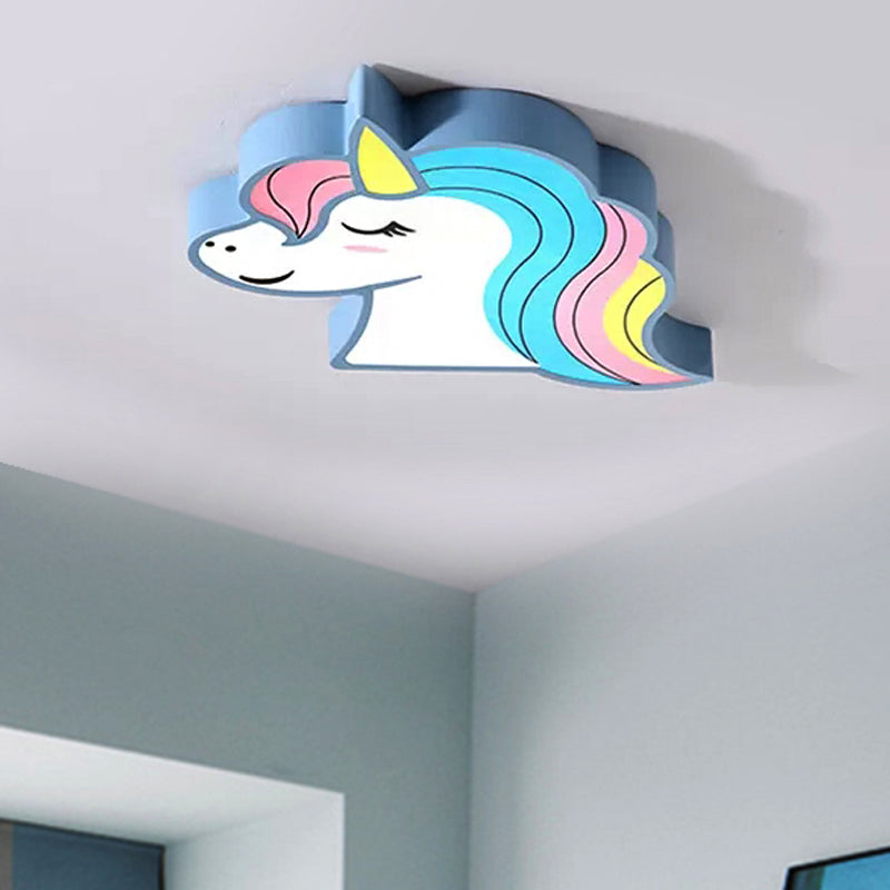 Child Bedroom Unicorn Flush Ceiling Light Acrylic Cartoon Multi-Colored Ceiling Fixture Clearhalo 'Ceiling Lights' 'Close To Ceiling Lights' 'Close to ceiling' 'Flush mount' Lighting' 208201