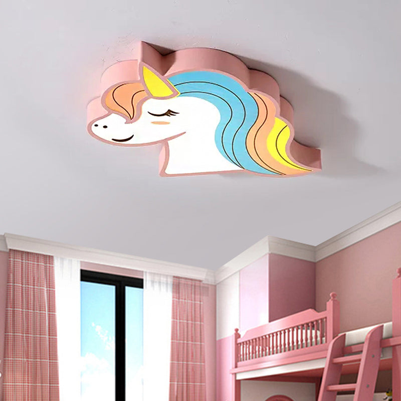 Child Bedroom Unicorn Flush Ceiling Light Acrylic Cartoon Multi-Colored Ceiling Fixture Clearhalo 'Ceiling Lights' 'Close To Ceiling Lights' 'Close to ceiling' 'Flush mount' Lighting' 208203