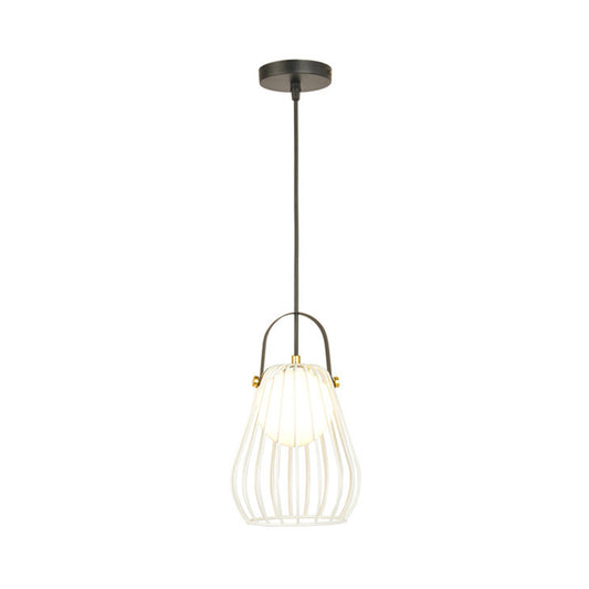 Gourd Cage Pendant Light Kit Minimalist Metal 1 Light Black/White/Rose Gold Hanging Ceiling Light Clearhalo 'Ceiling Lights' 'Modern Pendants' 'Modern' 'Pendant Lights' 'Pendants' Lighting' 208275