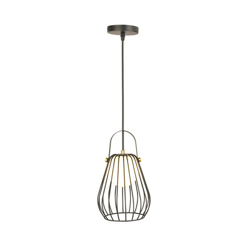 Gourd Cage Pendant Light Kit Minimalist Metal 1 Light Black/White/Rose Gold Hanging Ceiling Light Clearhalo 'Ceiling Lights' 'Modern Pendants' 'Modern' 'Pendant Lights' 'Pendants' Lighting' 208281