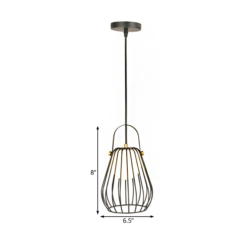 Gourd Cage Pendant Light Kit Minimalist Metal 1 Light Black/White/Rose Gold Hanging Ceiling Light Clearhalo 'Ceiling Lights' 'Modern Pendants' 'Modern' 'Pendant Lights' 'Pendants' Lighting' 208285