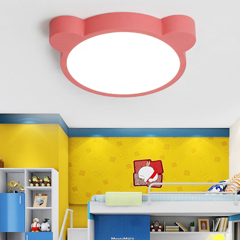 Bear Head LED Ceiling Mount Light Macaron Loft Acrylic Ceiling Lamp for Kid Bedroom Pink Clearhalo 'Ceiling Lights' 'Close To Ceiling Lights' 'Close to ceiling' 'Flush mount' Lighting' 208340