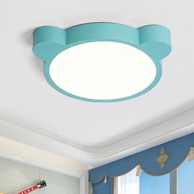 Bear Head LED Ceiling Mount Light Macaron Loft Acrylic Ceiling Lamp for Kid Bedroom Green Clearhalo 'Ceiling Lights' 'Close To Ceiling Lights' 'Close to ceiling' 'Flush mount' Lighting' 208342