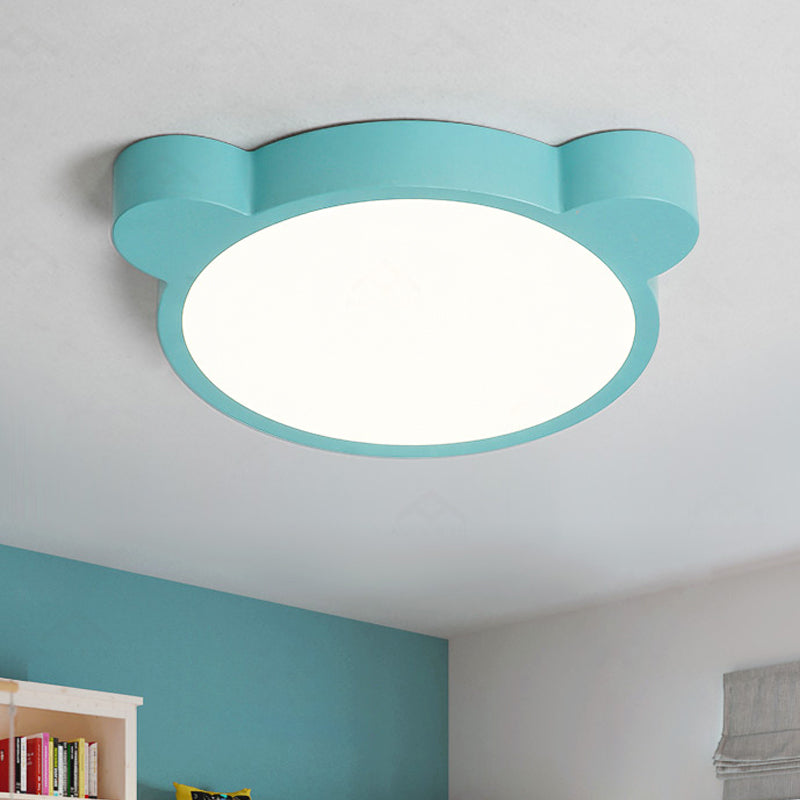 Bear Head LED Ceiling Mount Light Macaron Loft Acrylic Ceiling Lamp for Kid Bedroom Clearhalo 'Ceiling Lights' 'Close To Ceiling Lights' 'Close to ceiling' 'Flush mount' Lighting' 208343